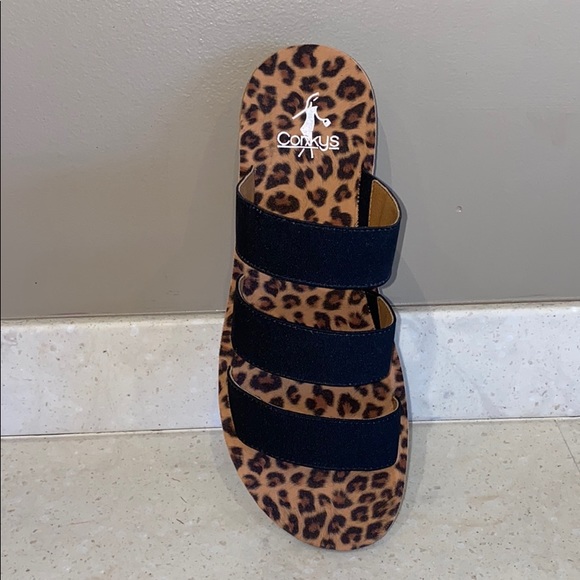 Corkys black/leopard Dafne sandals NEW - Picture 2 of 3